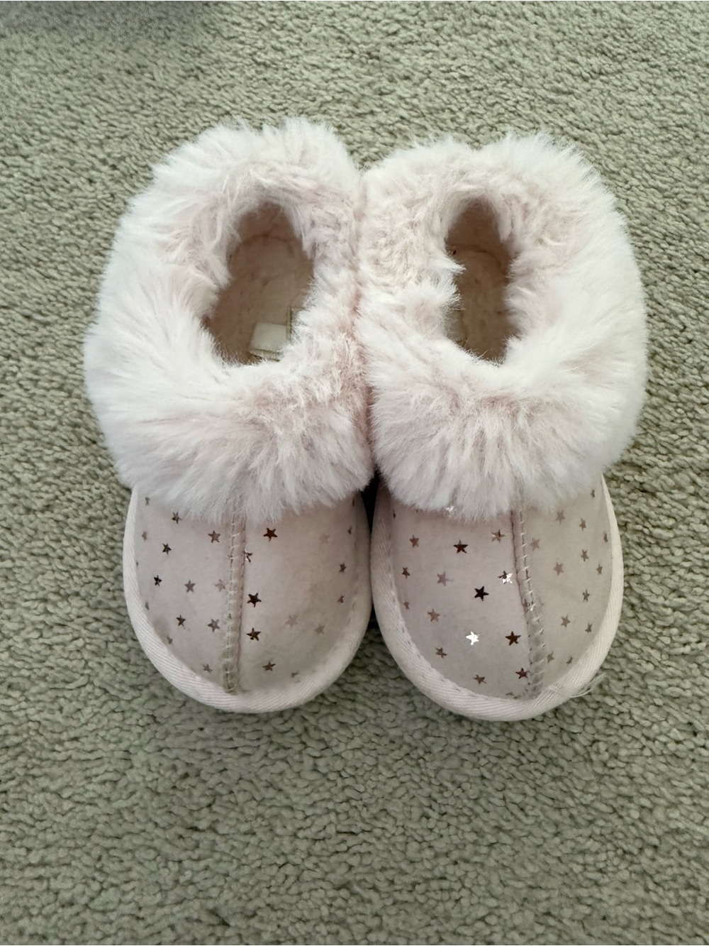 Toddler girl Pink Faux-Fur Star Slip-On Shoes